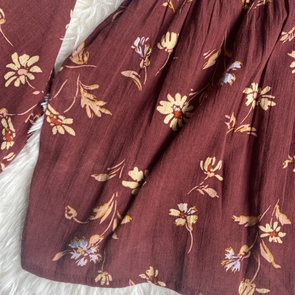 Madewell Peplum Top.  Size 12. Brown burgundy color w floral print. - Picture 5 of 5